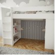 Cubby House Bunk Bed With Open Under Shelves and front ladder